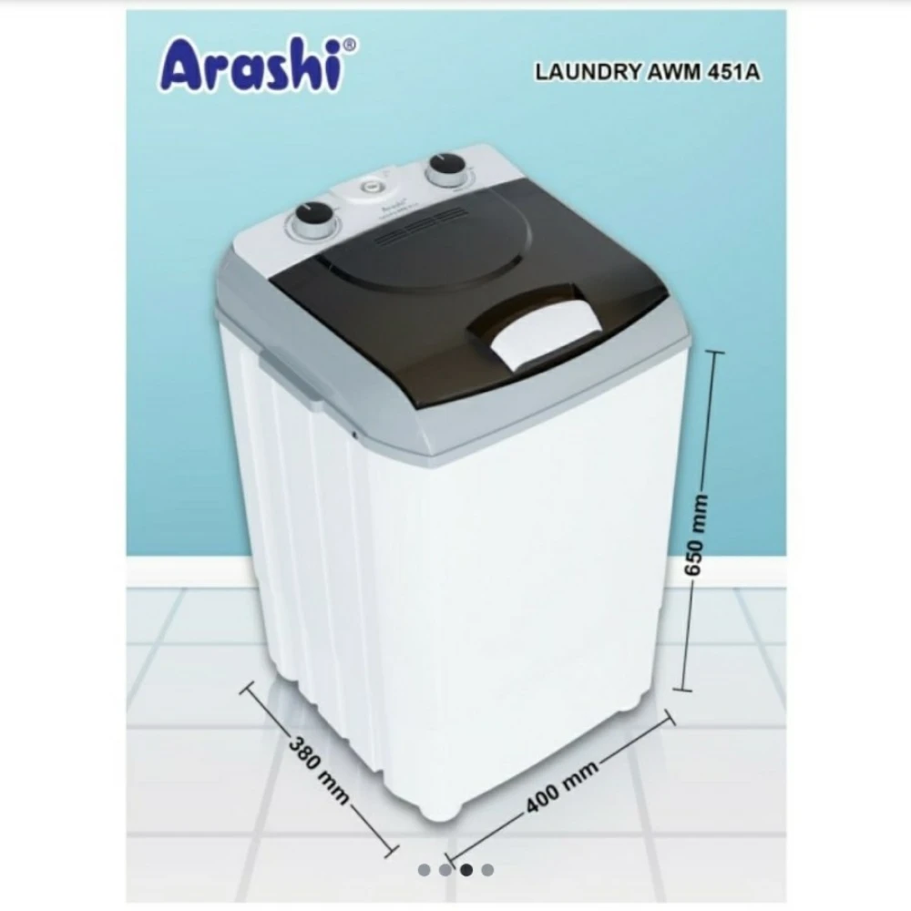 Produk Mesin Cuci Arashi Portable 4.5 Kg AWM 451A 2 90e421da_bfb8_4580_abeb_32eb5fdf529e